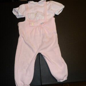 Vintage Friedknit Creations Pink 2 Piece Knit Set with Fruit Embroidery